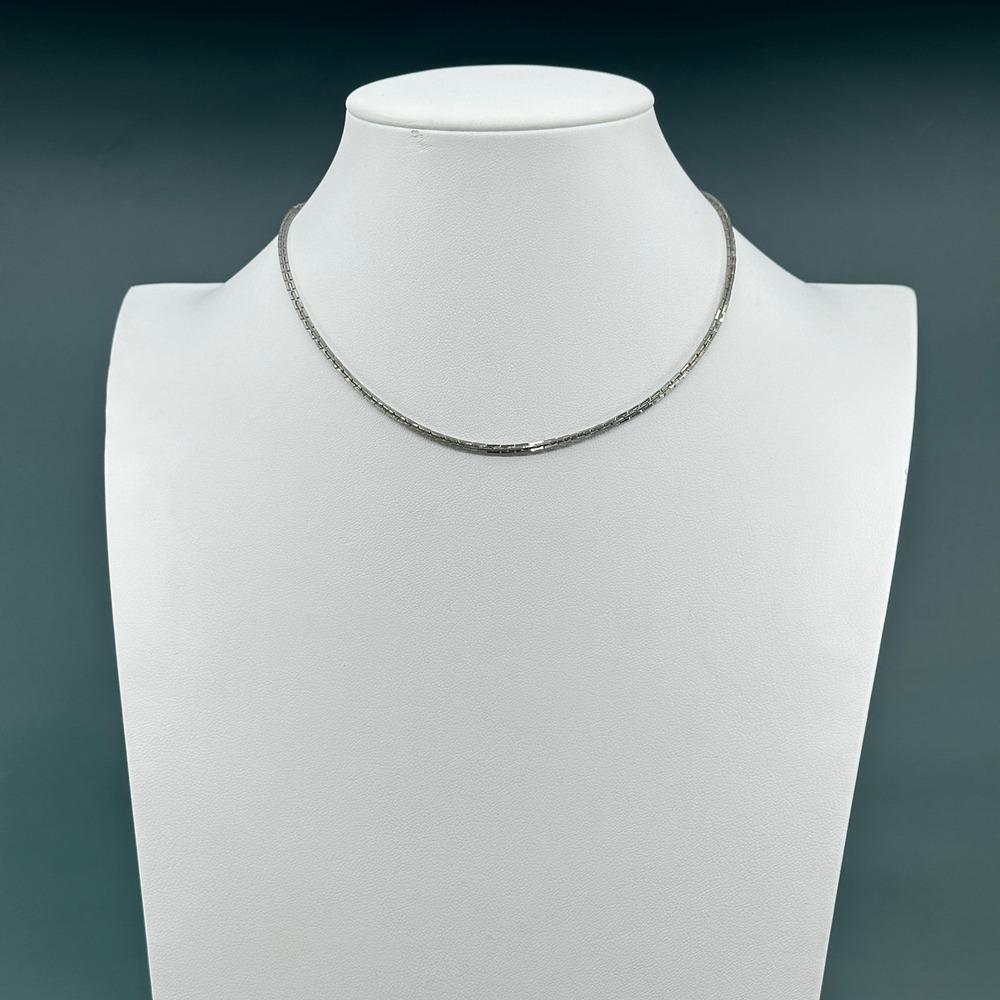 Silver Tone Box Chain Collar Necklace Minimalist Sleek Layering Vintage Gift